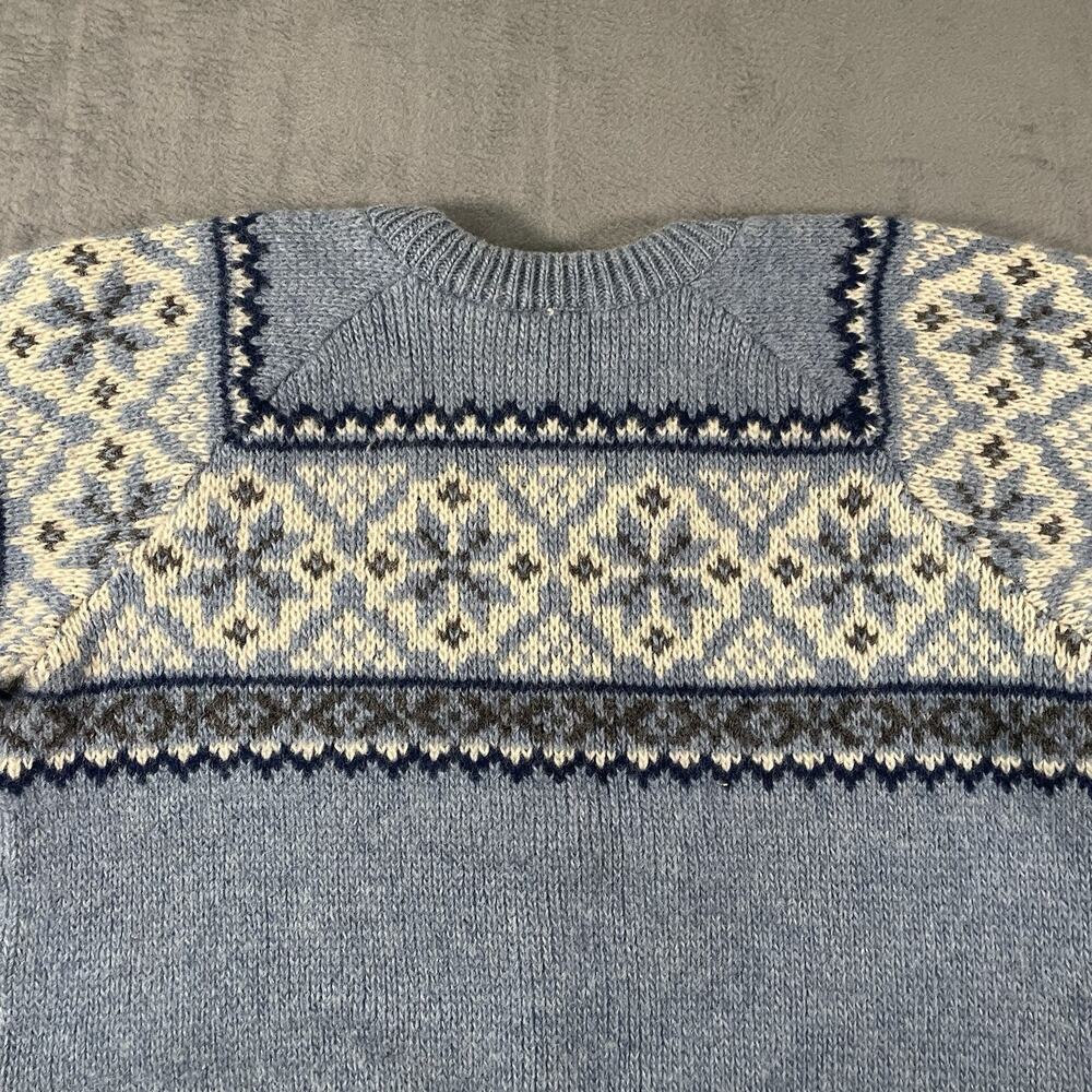 Fjord Fashion Norwegian Fair Isle Wool Sweater Blue Men’s Size 52 - Picture 11 of 11